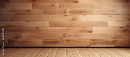 Close-up view of a wooden floor next to a wooden wall, showcasing the natural textures and colors of the wood