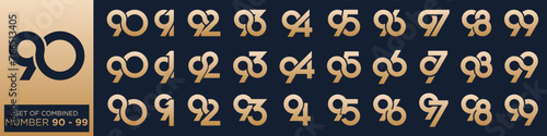 collection of creative number 90 to 99 logo designs. abstract number design vector illustration
