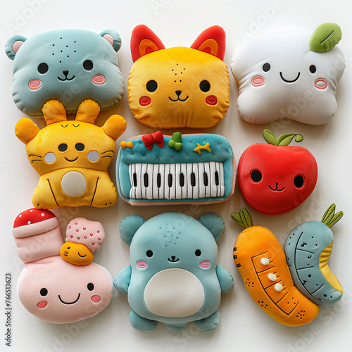 set of cartoon musical instruments. on the festive podium idea for business cards and stickers, children's books, icons