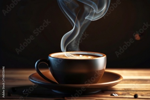 Cup of coffee with smoke, Generative AI.