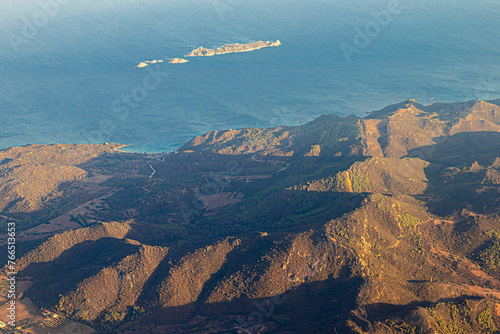 Aerial view of Villasimius coast, Sardinia, Italy photo