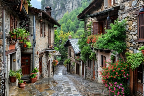 Quaint medieval style village in Europe.
