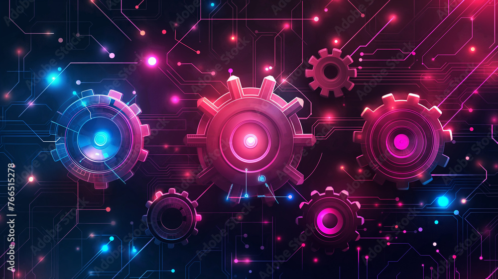 A colorful image of gears and other mechanical parts A colorful image of gears and other mechanical parts
