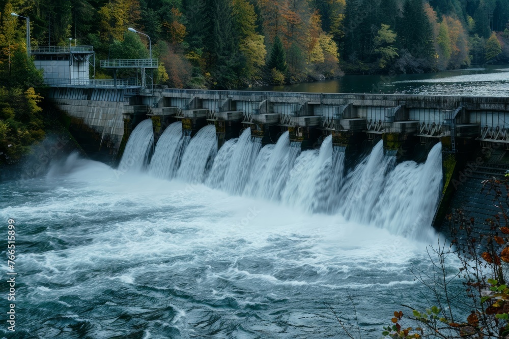 Aerial view of a large hydro electric facility. Aerial view of a large hydro electric facility.