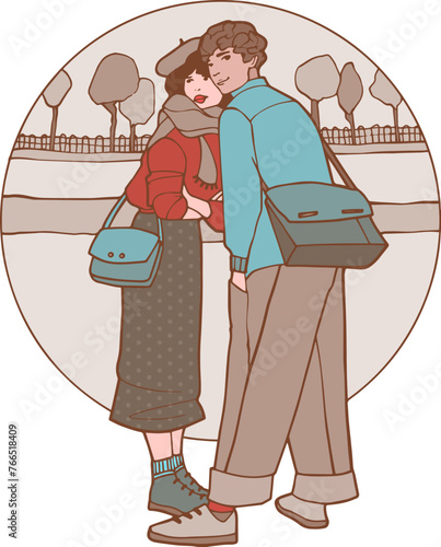 Un homme et une femme en couple dans un parc