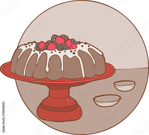 Un gâteau sur un présentoir