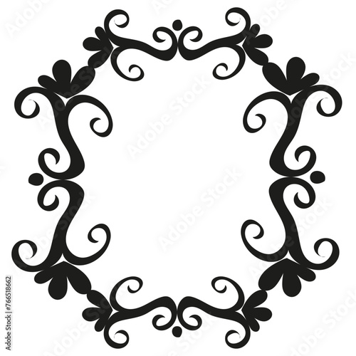Vector abstract frame in doodle style, black on white background