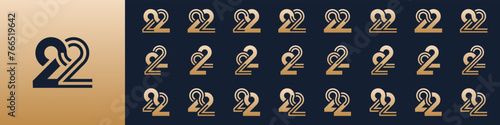 collection of creative number 22 logo designs. abstract twenty two design vector illustration