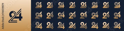 collection of creative number 24 logo designs. abstract twenty-four design vector illustration