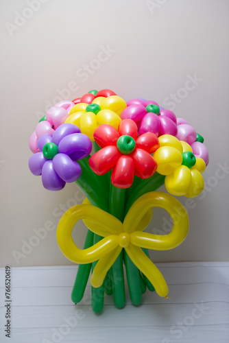 bouquet of flowers from balloons with a bow
