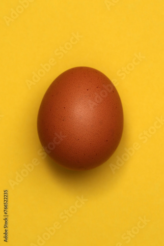 Easter egg on yellow colorful paper background.