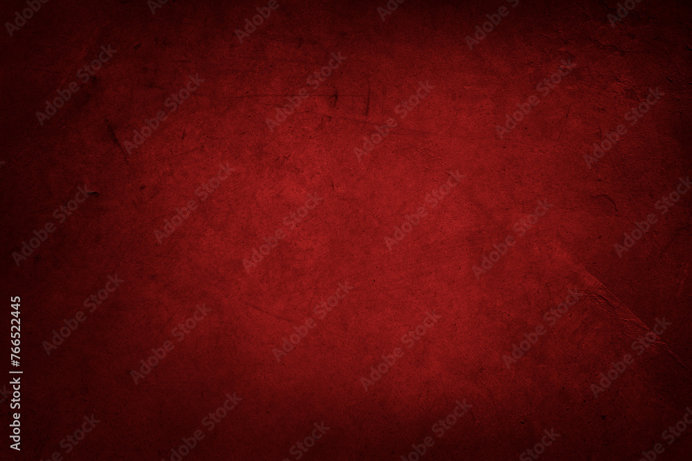 Red textured concrete wall background. Dark edges - obrazy, fototapety, plakaty 