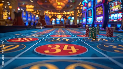 Gambling table in luxury casino. gamble bet of Roulette.