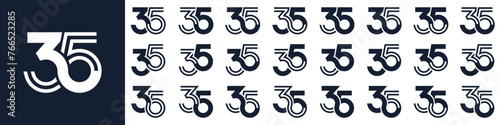 collection of creative number 35 logo designs. abstract thirty-five design vector illustration