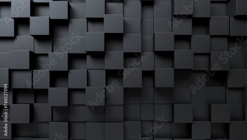 Abstract dark background with a geometric pattern of black cubes, minimalistic wallpaper design