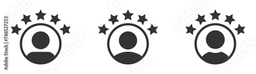 Customer product rating with five stars vector icon designs