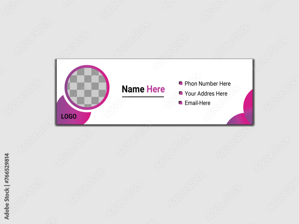 Fototapeta premium Business email signature with an author photo place modern and minimal layout