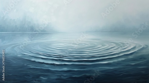 Ripples on a calm lake surface following a gentle breeze, depicted with subtle lines and a cool colo