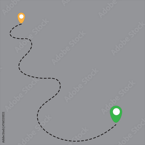 City map navigation route, color point markers design background, drawing schema, simple city plan GPS navigation, itinerary destination arrow paper city map. Route delivery check point graphic