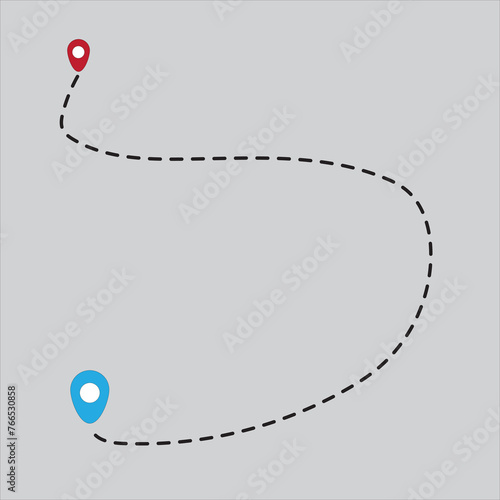 City map navigation route, color point markers design background, drawing schema, simple city plan GPS navigation, itinerary destination arrow paper city map. Route delivery check point graphic