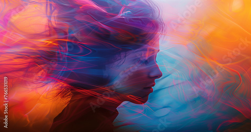 Abstract background with female profile