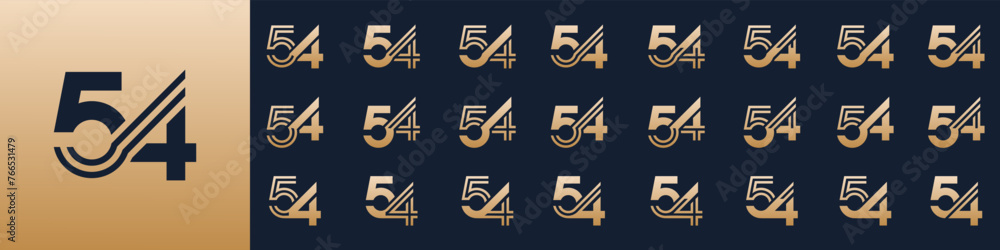 collection of creative number 54 logo designs. abstract fifty-four design vector illustration - obrazy, fototapety, plakaty 