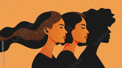 International Women's Day illustration in black and orange color