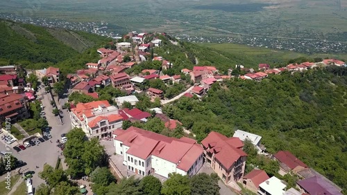 Aerial view of wine making alazani valley in Georgia. Signakhi photo