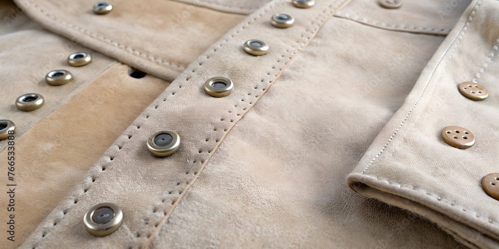 beige suede fabric buttons, eyelets