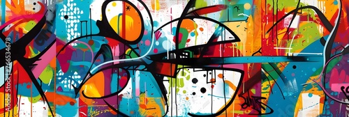 Vibrant Graffiti-Inspired Abstract Art with Dynamic Urban Elements for Contemporary Decor and Design