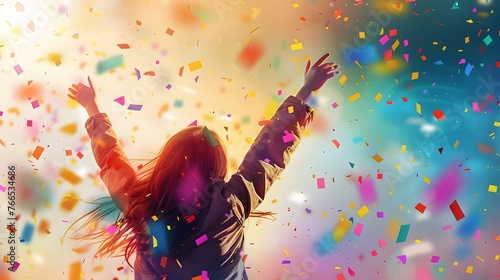 Vibrant of Life's Joyous Moments with Energetic Confetti Explosion