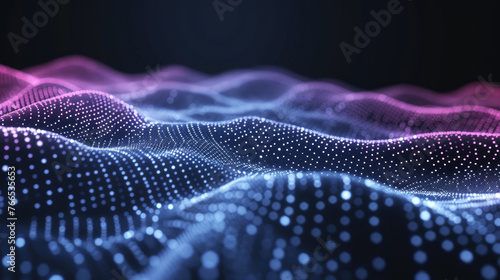 Dark digital data background  network surface with lights in abstract cyber space. Concept of future  secure technology  connect  pattern  tech  wave