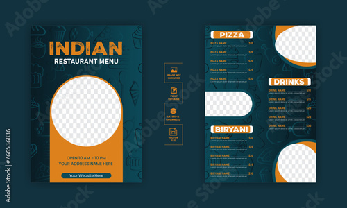 Food menu design template for restaurant with unique layout gradient photo