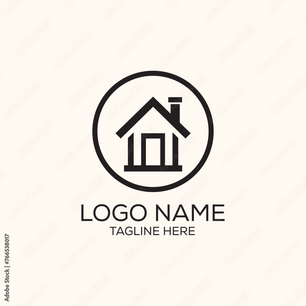 Minimalist real estate construction property corporate logo or icon