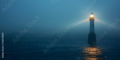 Guiding Light: A Tranquil Image of a Lighthouse Illuminating a Peaceful Sea as a Symbol of Personal Growth and Direction. Concept Lighthouse, Tranquility, Symbolism, Sea, Personal Growth