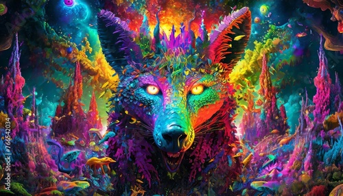 trippy realistic psychedelic fractal  hidden pictures  fantasy concept  illustration  animals Ai Generated © Muhammad