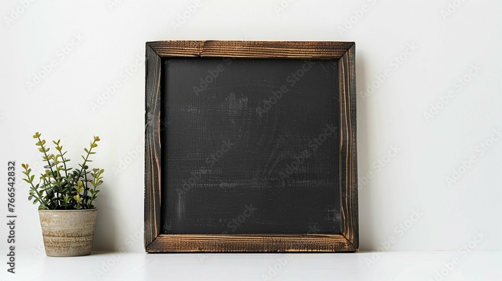 Empty black menu board mockup cut out on white background