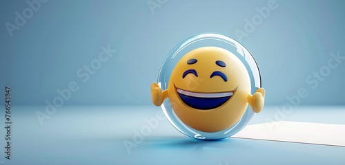 An emoji with a crystal ball, suggesting mystery or divination, on a blue background with