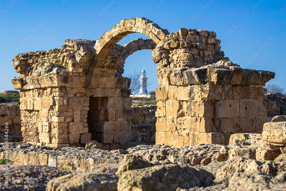 Ruins of Gate ad Lighthouse in Paphos, Cyprus