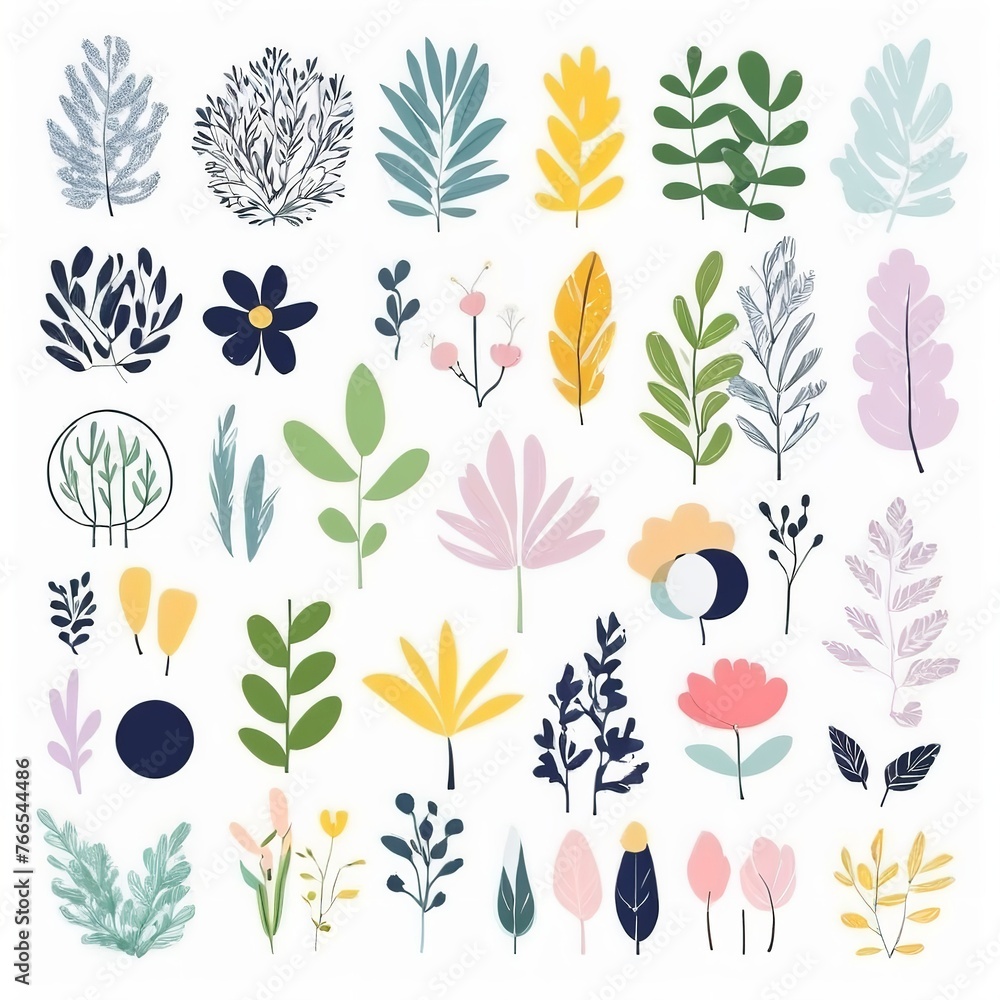 A collection of seamless pattern, colorful abstract plants and flowers. Hand drawn Collection of leaves and flowers. A close up of a pattern of flowers and leaves.
A collection of seamless pattern, colorful abstract plants and flowers. Hand drawn Collection of leaves and flowers. A close up of a pattern of flowers and leaves.