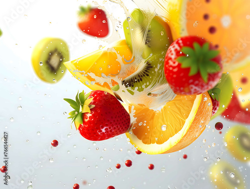 Splash of fruits and candies.
