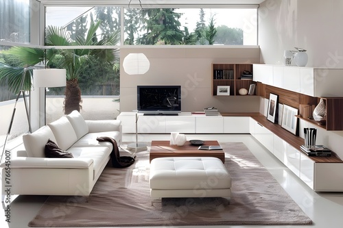 Stylish Comfort White Sofa and TV Unit Offering Luxury