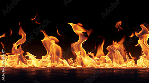 A long line of fire with a black background