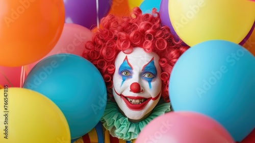 Funny clown at a children's birthday party.