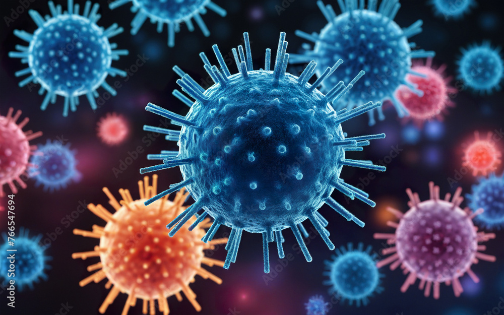 rotavirus, virus molecules, microscopic view, viral infection close-up