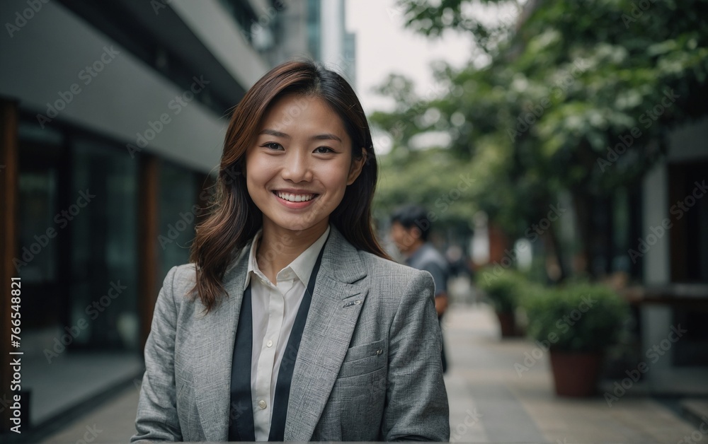 Young business woman smiling - Business woman with copy space - Young professional - Gen Z business person Young business woman smiling - Business woman with copy space - Young professional - Gen Z business person