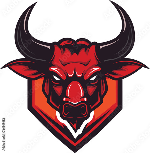 Strong Mascot Rampaging bull with a modern vector-style logo. Isolated on a white background
