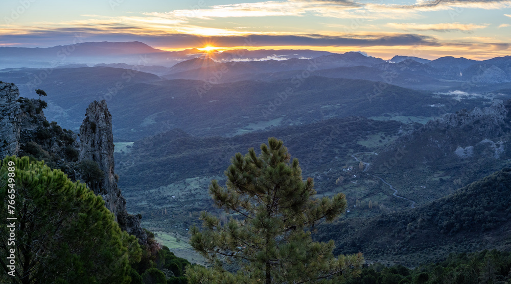 Fototapeta premium Sunrise from Puerto de las Palomas viewpoint, Andalusia