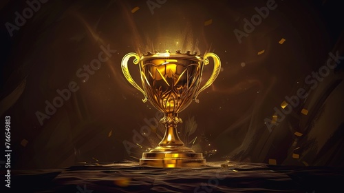 Champion golden trophy for winner background. Success and achievement concept. Sport and cup award theme. 