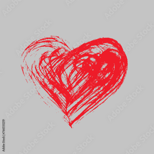 Red heart hand-drawn vector illustration